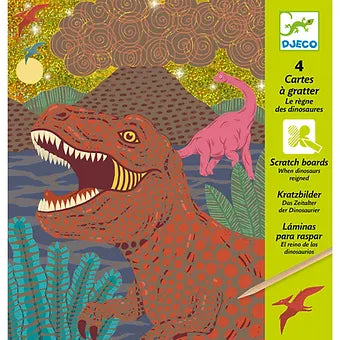 DJECO When Dinosaurs Reigned Metallic Scratch Card Activity Set