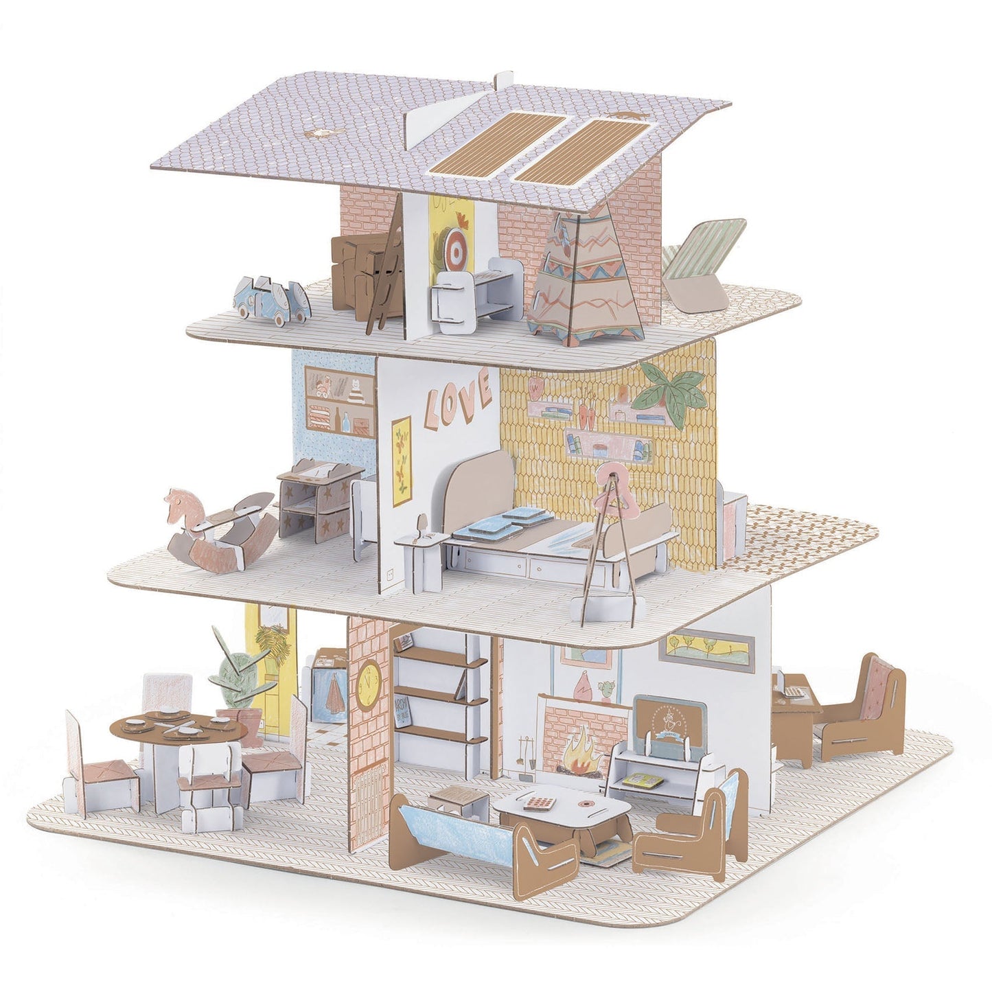 DJECO Doll House Color. Assemble. Play. DIY Craft Kit