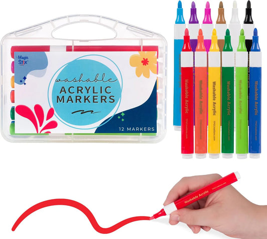 Magic Stix, Washable Acrylic Markers, 12 Pack