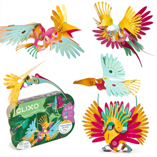 Clixo Tropical Birds Magnetic Building Set