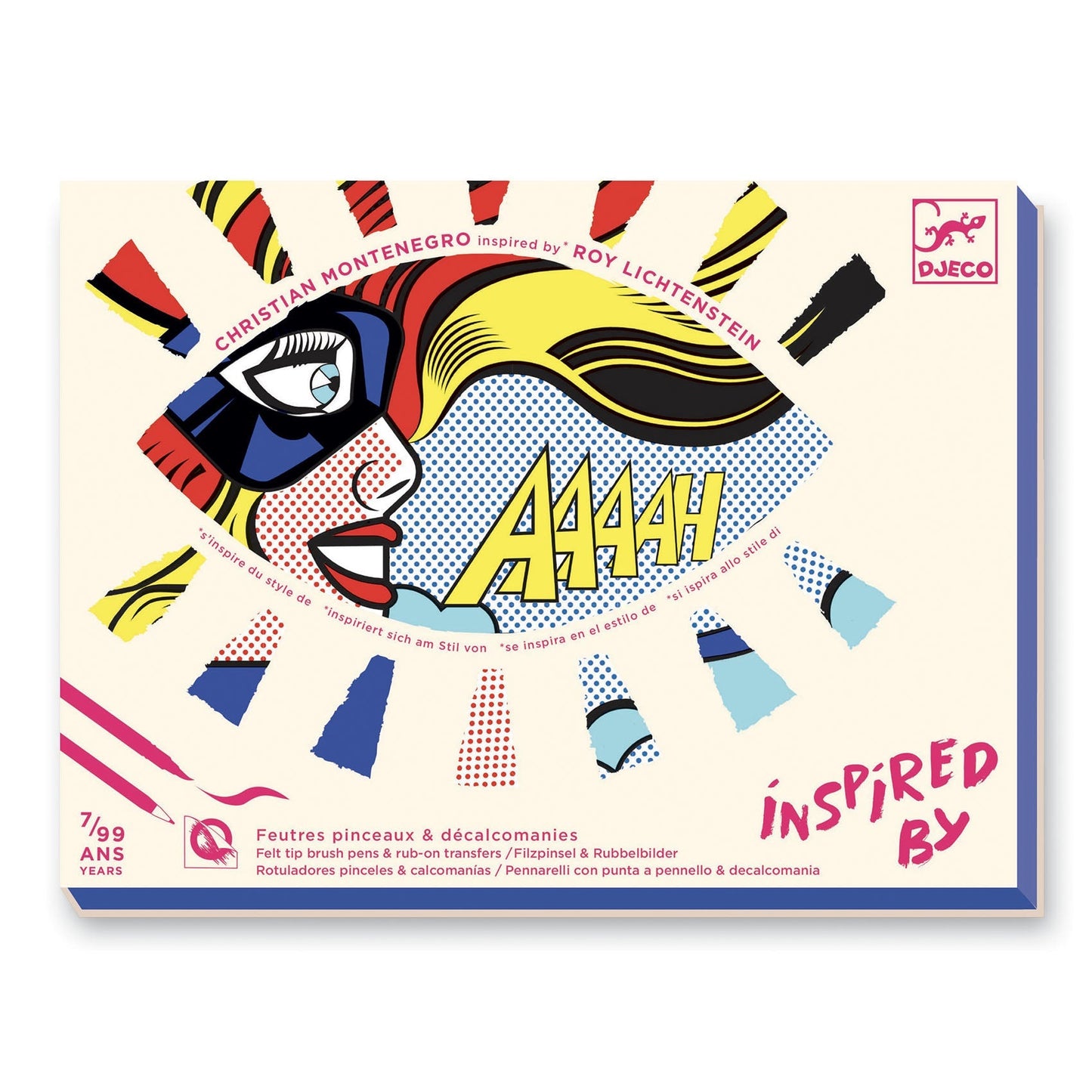 Superheroes Inspired by Lichtenstein Coloring and Rub-On Transfer Kit