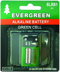 Evergreen 9 Volt Alkaline Battery In Display Package