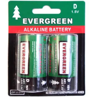 Evergreen 2 Pack D Cell Alkaline Battery